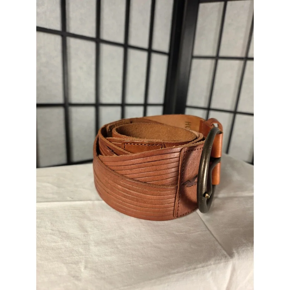 Hollister Y2K Boho Western Genuine Leather Wide Multi Strand Belt Large